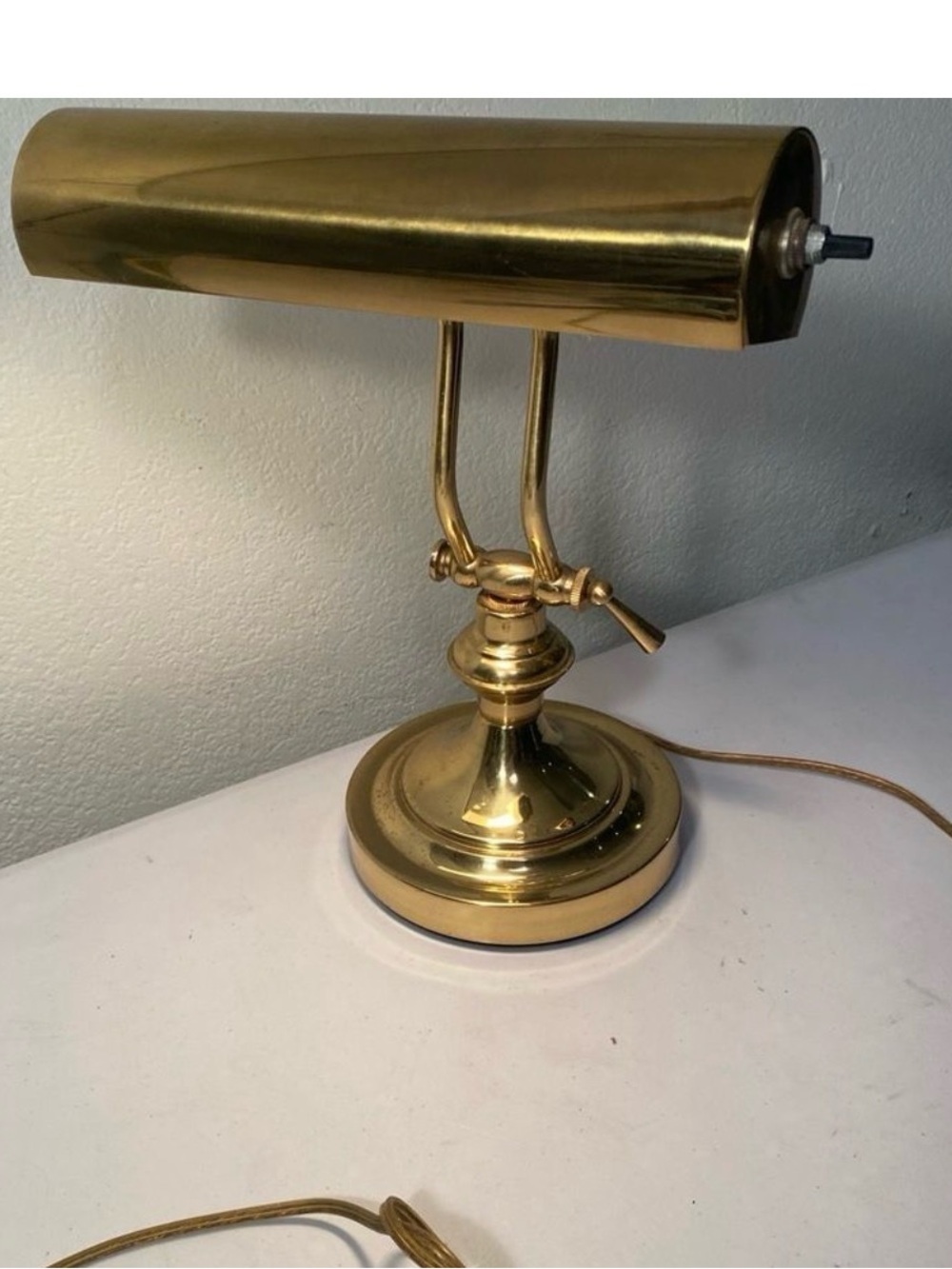 Vintage MCM Underwriters Laboratories Brass Lamp Vintage Bankers Adjustable